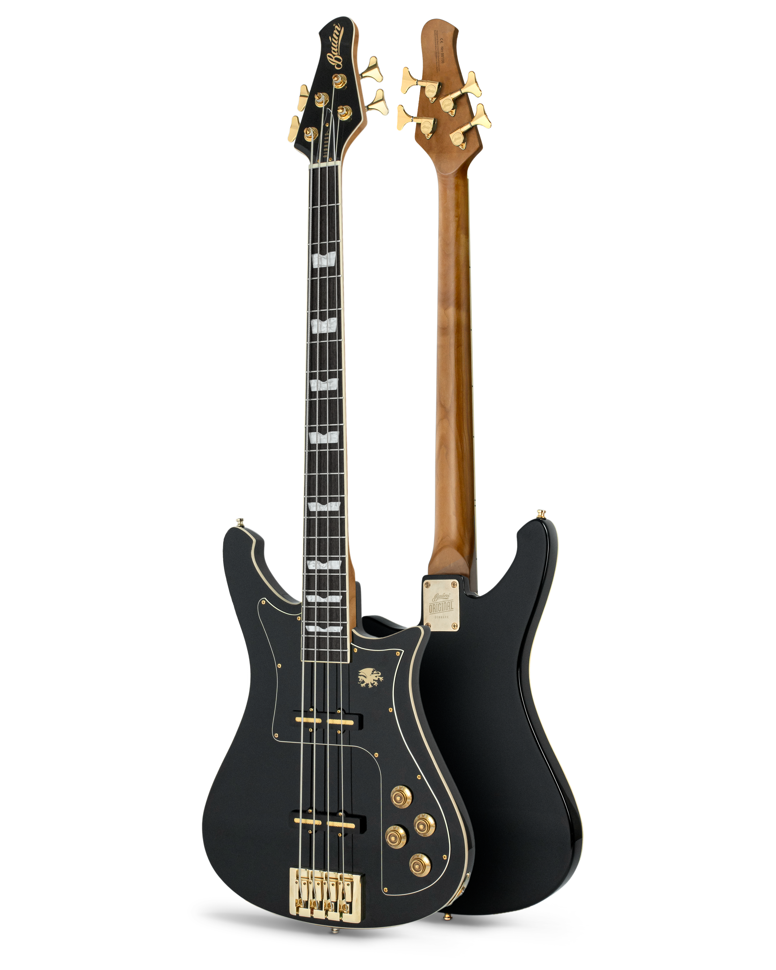 Nidhogg bass in pure black on transparent background - front and back