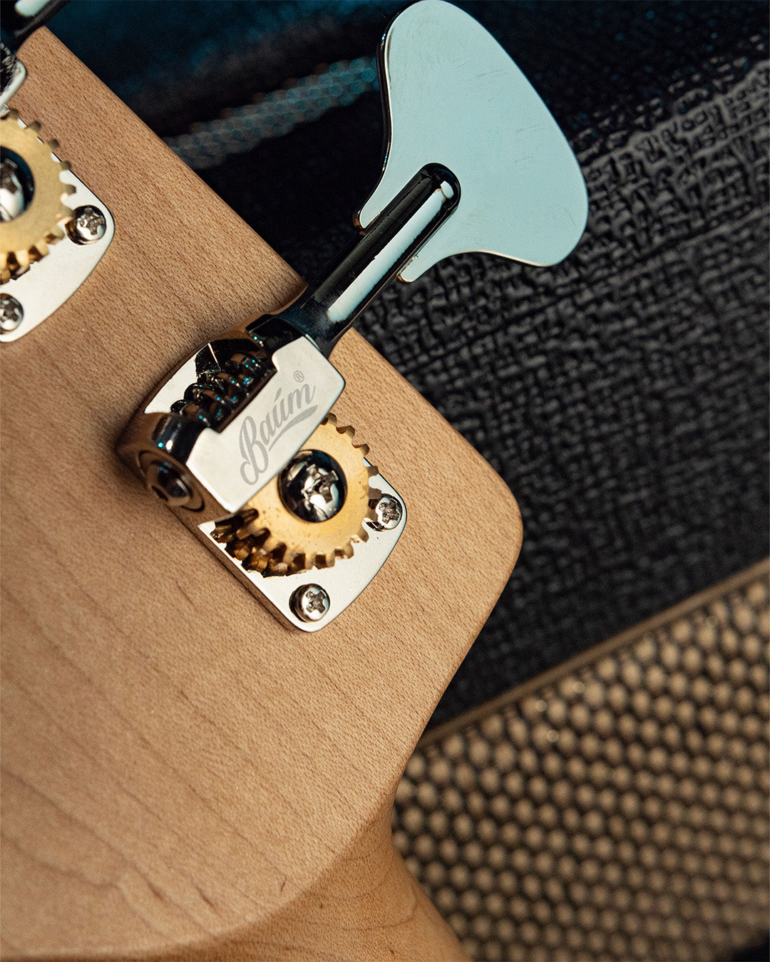 Close-up of a Baum Precision Tuner for bass